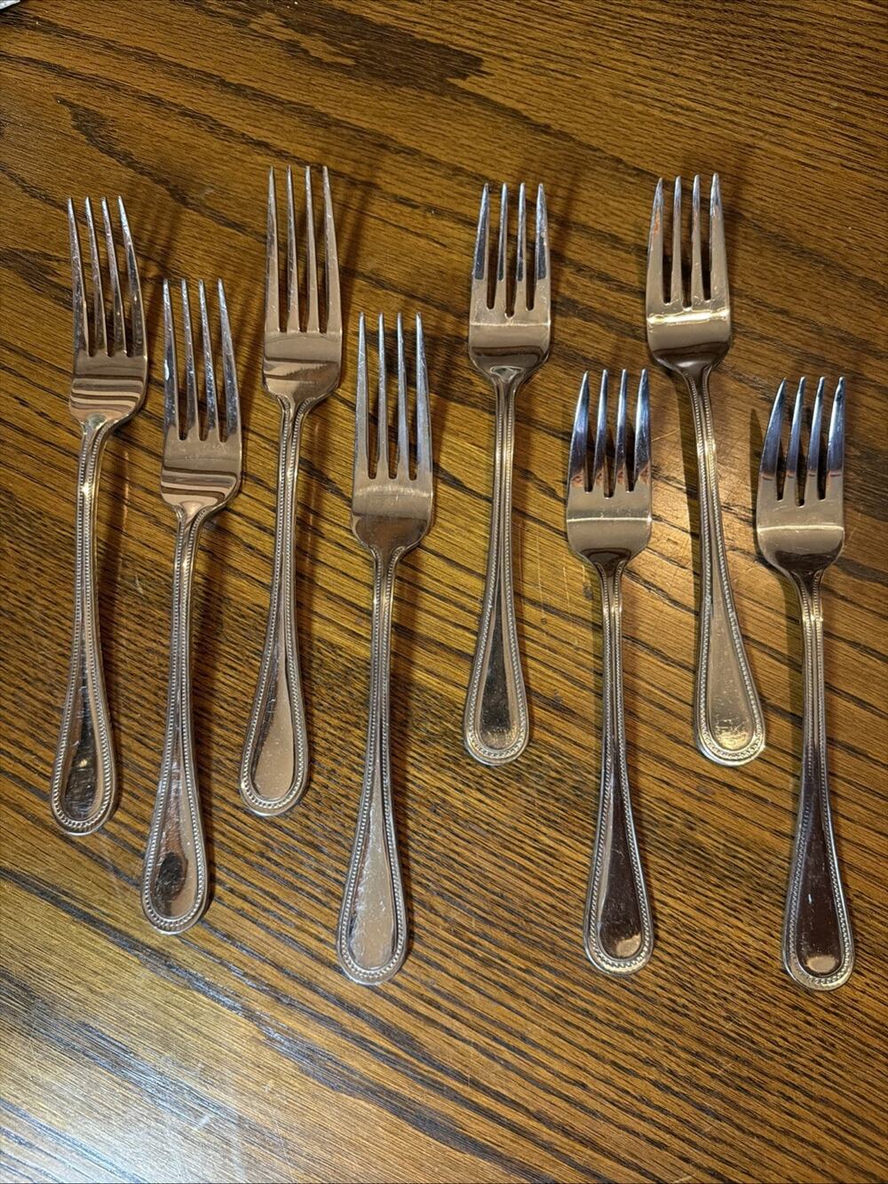 8 Forks Dinner Salad CONTINENTAL BEAD Wallace 18/10 Stainless Replacements